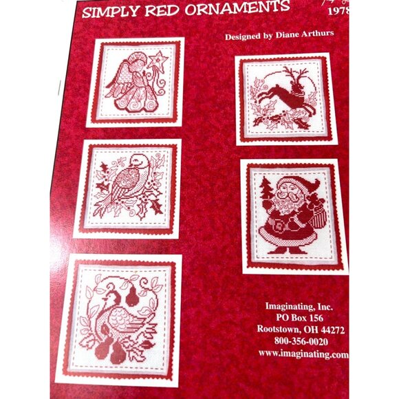 Simply Red Ornaments Cross Stitch Pattern By Diane Arthurs Imaginating 1978 - Picture 2 of 3